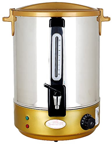 HSWOYEA Bollitore per Acqua Calda, bollitore per tè con indicatore del Livello dell'Acqua, urna elettrica Regolabile per Catering, per Preparazione/Buffet/Commerciale, Oro, 50 l