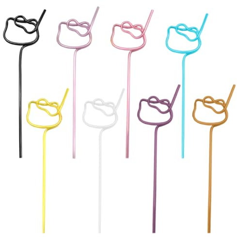GXGM Pailles Couleur Chaton, Pailles en Plastique Réutilisables pour Cocktails,Pailles de Fête pour Le Lait,Jus,Cocktails,Bars,Mariage, 8 pièce
