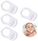 DLPRK 4 Pcs Silikon-Knopf-Ring Silikon Dummy Schnuller Halter Clip Adapter Ring Silikonring für Schnuller (Transparent)