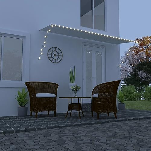 Buzaza Einziehbare Markise mit LED 400×150 cm Creme Klemmmarkise Einziehbar, Sonnenschutz für Fenster Terrasse Balkon