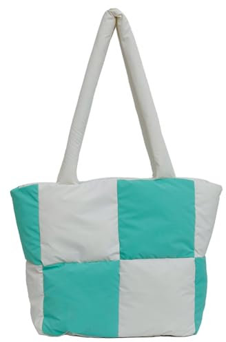 Fiorky Borsa a tracolla moda donna Borsa da trasporto patchwork Borsa tote di capacità con colori a contrasto Borsa a tracolla semplice leggera Chiusura con zip Borsa hobo chic (Verde)