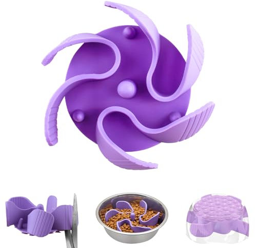 Gamelle Anti Glouton Chien, Gamelle d'alimentation Lente, Insert pour Ralentir la Nourriture pour Chiens Favorise Alimentation Saine et Digestion Lente, Découpable (Lilas)