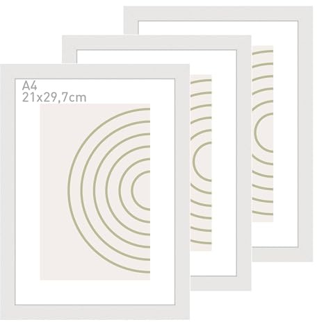 accent by nielsen Holz Bilderrahmen Velino, 21x29,7 cm (A4) 2er Set, Weiß | Holz (MDF) Dokumentenrahmen im Hoch- & Querformat zum Aufhängen Weiß matt Echtglas