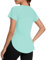 IECCP Sportshirts Damen Sonnenschutz T-Shirt Locker Sport Oberteile Kurzarm Rundhals Laufshirt mit Back Mesh Gym Yoga Top UV Shirt Fitness Top Grün XL