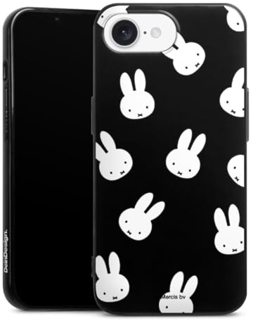 Silikon Hülle kompatibel mit Apple iPhone 16e 2025 Case schwarz Handyhülle Miffy Muster transparent