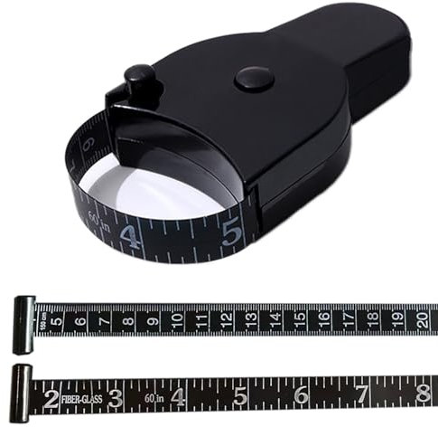 Körpermaßband, Suiyeejan Maßband Körper, 150 cm / 60 Zoll Maßband, Weiches Maßband, Einziehbares Maßband zur Körpermessung und Gewichtsabnahme (Dunkelschwarz)