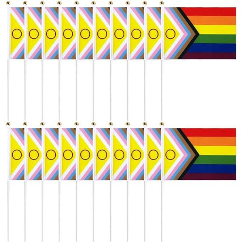 Muteitt Petit Bâton De Drapeau De Fierté, 20 Drapeaux De Fierté Arc-en-Ciel Portatifs, Mini Bâtons De Drapeau LGBTQ Arc-en-Ciel Gay Lesbien pour Les Défilés LGBT en Plein Air