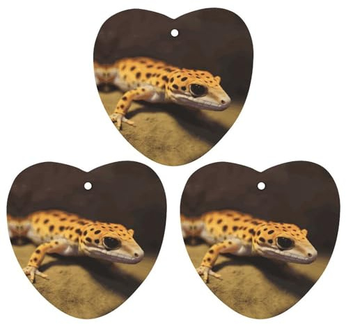Auto Lufterfrischer 3er Set Hängender Lufterfrischer Leopard Little Gecko Auto Aromatherapie Tabletten Hängende Duft Duftkarten für Rückspiegel Kleiderschrank Schuhschrank Liebesform Schwarz