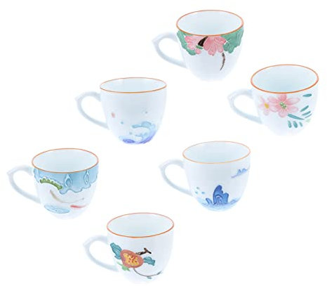 FUNNETOYU 6pezzi Tazza da tè in Ceramica Dipinta Mano Tazze da tè Kung Fu Delicate e Pratiche Stoviglie in Ceramica per Casa e