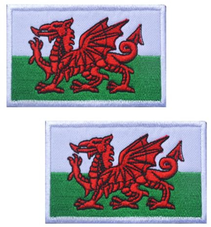2 PCS United Kingdom British Union UK Wales Welsh Dragon Applique Patch Tactical Embroidered Emblem Hook and Loop Patches for Football Billiards Clothes,Armband,Backpack,Jacket,Jeans