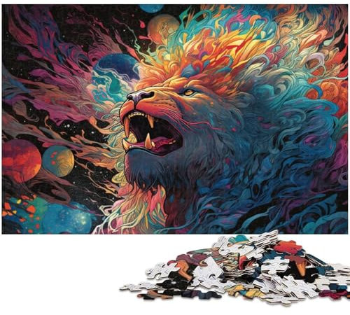 1000 teiliges Puzzle für Erwachsene König der Löwen im Dschungel Puzzle für Kinder Papierpuzzle Lernspiel für Erwachsene 1000 Teile (38 x 26 cm)