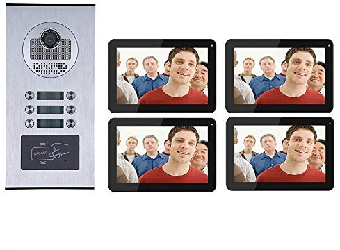 JKJZSALJ 9-Inch Multi-Family Apartment/Home Video Doorbell Intercom System RFID IR-CUT HD 1000TVL Camera Doorbell Camera,A，B