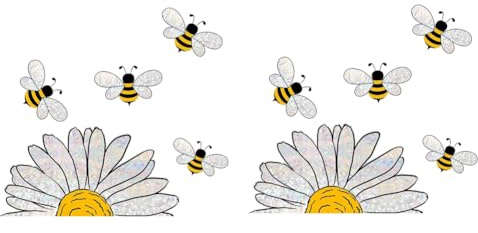Bosiyrggrl Cute Bee Style Glass Sticker, Bee Window Decal - Stained Glass Window Sticker, Glass Window Sunflower Window Decal