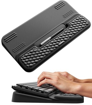 Vaydeer Keyboard Stand with Wrist Rest, Memory Foam, Black | Memory Foam Support, Non-Slip Base, Adjustable Tilt, For Keyboard, Mouse and Desk Use