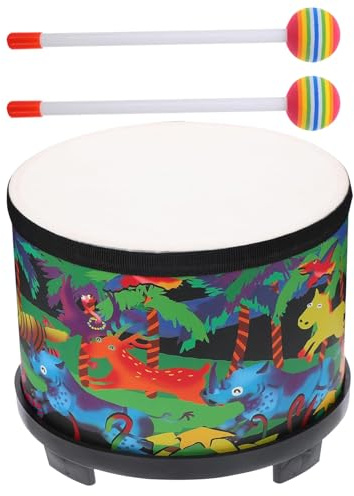 Wezalget Kinder Trommel - 20 cm Schlagzeug für Kinder | Holz Klangspiel Sensorisches Lernspielzeug Musikinstrument mit 2 Schlägeln,für Weihnachten