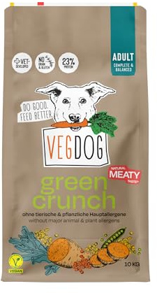 VEGDOG Green Crunch Nourriture sèche pour personnes allergiques Protéines de pois 10 kg