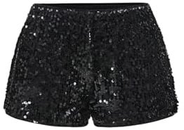GORGLITTER Glitzer Pailletten Shorts Damen Party Mini Shorts Silvester Outfit Hotpants Sexy Outfit Kurze Rave Hose Grunge Clothes