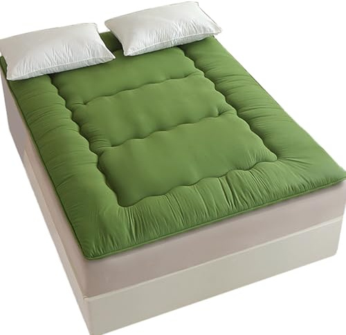 FISHDRU Futon-Matratze, japanische Bodenmatratze, Japanisches Bodenbett, faltbares Tatami-Bett, aufrollbare Schlafunterlage für Gästeraum, Schlafzimmer (Grün, Twin-Matratze(99 * 203CM))