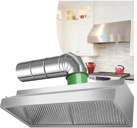LVLDAWA Hotte Aspirante Professionnelle, Hotte Aspirante Acier Inoxydable, Grille Filtration D'huile Forme U pour Système Ventilation pour Cuisines Restaurants(150X80X40CM)