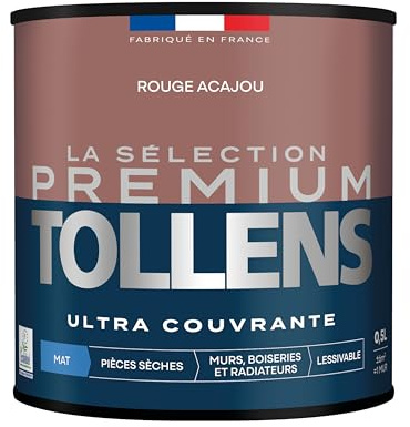Tollens - Peinture Couleur - Murs, Boiseries & Radiateurs - La Sélection Premium - Pièces sèches - Ultra couvrante - Résistante - Ultra rapide - Ecolabel - Mat - ROUGE ACAJOU - 0L5 = 6m²