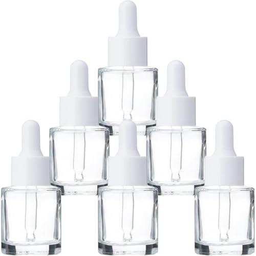 HEALEEP 6pcs Glass Essential Oil Bottles Empty Dropper Sub Bottles 20ml Washable Dispensing Other Liquids for Beard Oils and Colognes