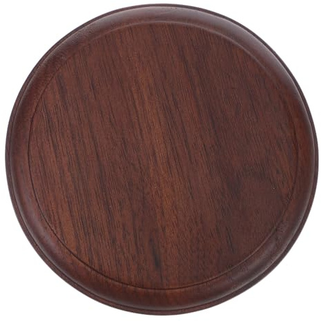 COOPHYA Wooden Bonsai Stand Round Solid Wood 10Cmx10Cmx2Cm Plant Display Base for Small Planters and Vases in Study Areas and Indoor Settings