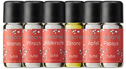 Duftöl Set - frische Früchte - feiner Raumduft - Ananas, Apfel, Papaya, Pfirsich, Wildkirsche, Zitrone - Aromaöl für Duftlampe und Diffuser von miaono