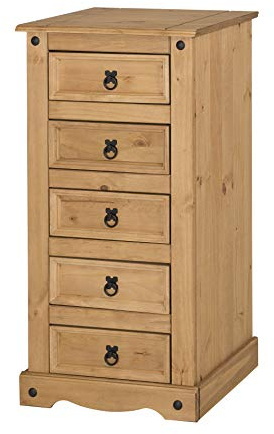 Mercers Furniture Corona 5 Drawer Narrow Chest Light Fiesta Wax
