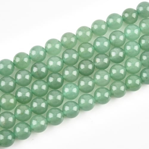 10mm Natural Green Aventurine Beads Round Semi Precious Gemstone Loose Beads for Jewelry Making (38-40pcs/strand)