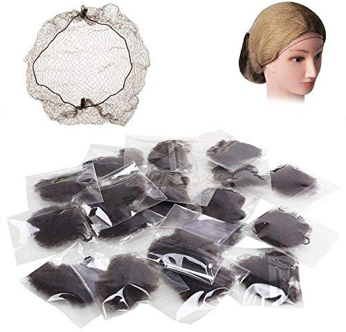 Zittop Haarnetze, unsichtbares Netz, Haarknotennetz, 50 cm, elastischer Rand, Haarnetze zum Kochen, Ballett, Tanz, Reiten, 20 Stück, Kaffee, 20 inches / 50cm