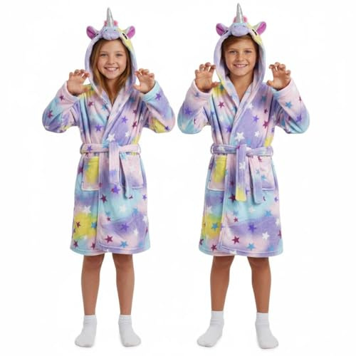 A2Z 4 Kids Boys Girls 3D Animal Hooded Fleece Dressing Gown Age 2-13 | Soft Bathrobe For Nightwear Lounging Bedtime And Cosy Home Comfort