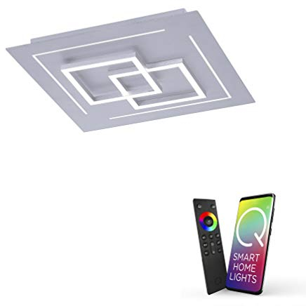 Paul Neuhaus, Q-Linea, LED Deckenleuchte, 40x40, dimmbar mit Fernbedienung, Farbtemperatursteuerung, Deckenlampe, Smart Home, Alexa fähig, IP 20