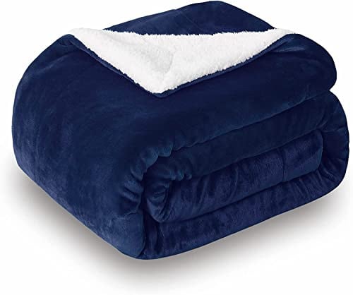 SOCHOW Sherpa Fleece Throw Blanket, Double-Sided Super Soft Luxurious Plush Blanket 228cm×274cm, Navy Blue