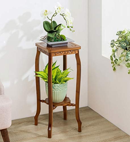 Q&Z PflanzenstäNder,2/3 Ebenen Pflanzenregal Bambus BlumenstäNder Einfach Blumenhocker Innen Dekor