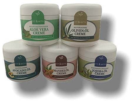 5 tlg. Beauty Jojobaöl | Mandelöl | Avocadoöl | Olivenöl | Aloe Vera Öl Creme | Körpercreme | Gesichtscreme | Pflege-Set