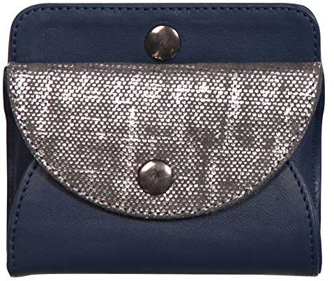 Clairefontaine 410082C - Porte-Monnaie en Véritable Cuir d'Agneau, Lawrence Bleu et Argent