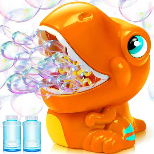 JOYIN Dinosaurier Seifenblasenmaschine, Seifenblasenmaschine Gun Blower mit Seifenblasenlösungen für Kinder, Sommer Outdoor Indoor Spielzeug, Dinosaurier Party Favor, Kindergeburtstag Geschenk