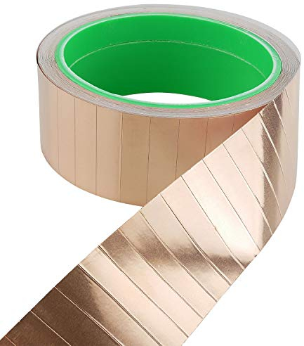AIXONTEC 3 m 35x9mm Kupferbandstreifen Kupfer Abschirmband ca. 330 Kupferfolien Fixierung Kabel Kupfer Geflechts copper foil tape beidseitig leitfähig einseitig selbstklebend 3 Meter