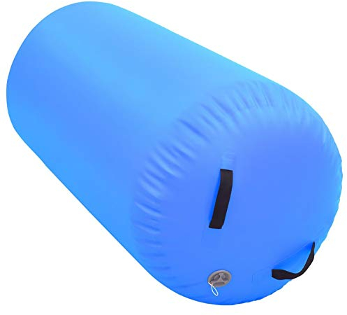 Tidyard Aufblasbare Air Roll, Rollen Yoga Roll Gym Air Barrel Übung Spalte mit Pumpe, 120 x 75 cm Blau