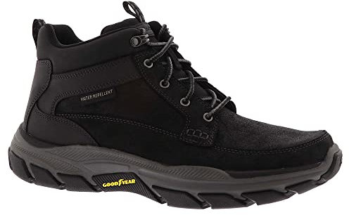 Skechers Respected Boswell, Stivali Uomo, Black Leather W Synthetic, 43 EU