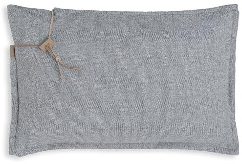 KNIT FACTORY - Imre Kissen - Modernes Dekokissen mit feinmaschigen Strickmotiv - Kissenhülle mit Kissenfüllung - Rechteckige Sofakissen - 60x40 - Grau