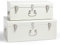 Beautify Storage Trunks, Set of 2 Cream Stainless Steel Storage Chests w/Silver Detailing, Stackable Bedroom Organisers w/Lockable Lids, Sturdy Multi-Purpose Bedding, Blanket & Toy Box