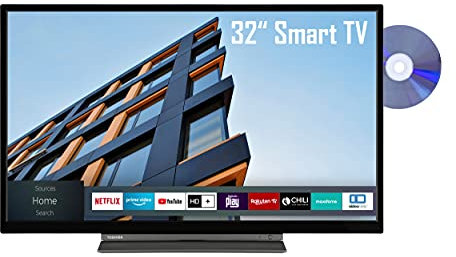 Toshiba 32WD3C63DAY 32 Zoll Fernseher / Smart TV (HD-ready, HDR, Triple-Tuner, DVD-Player, Bluetooth) - 6 Monate HD+ inklusive [2022] [Energieklasse F]