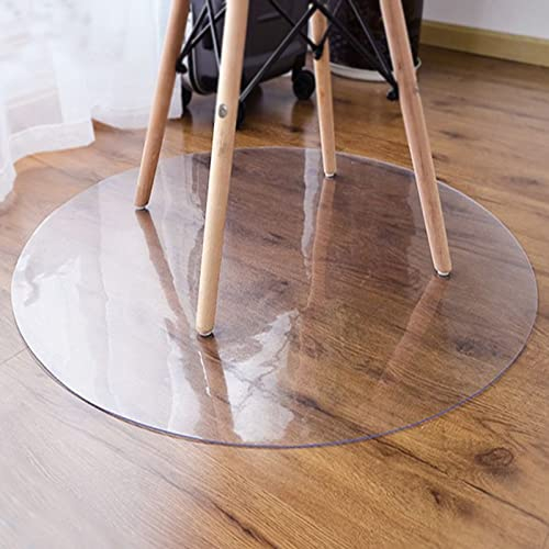 Runden Bodenschutzmatte rutschfest Kratzfest PVC Plastik Bodenschutz Unterlegmatte,Home Office Schreibtischstuhl Unterlage für Hartholzböden,Transparent,Mehrfachgröße (80cm(32in))