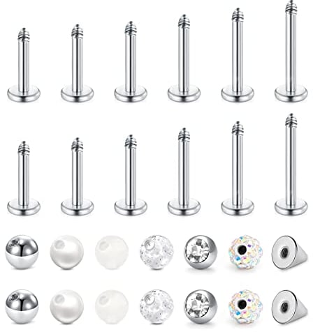 Longita 16G Helix Piercing Stab mit Ersatzkugeln Tragus Piercing Labret Piercing Lippe Ohrringe Helix Ohrstecker Conch Knorpel Ohr Piercing Tragus Helix Piercing