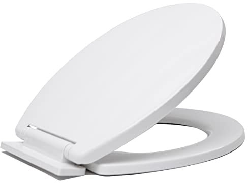 Soft Close Oval Toilet Seat White Loo Seat with Adjustable Hinges Standard O Shape Toilet Seat with Bottom Fixing by AAN