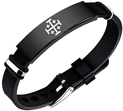 KBNSUIAN Jerusalem Christlich Armbänder für Jugendliche Erwachsene Israel Jerusalem Kreuz Jesus Christus Glaube Erinnerung Silikon Armband für Kirche Taufe Gebet,Einstellbar