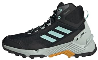 adidas Herren Eastrail 2.0 Mid RAIN.RDY Waterproof Hiking Shoes Wanderschuhe, Core Black/Aqua/Preloved Yellow, 43 1/3 EU