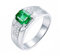 Ring Damen Smaragd, Ringe Verlobung Ringe 18 Karat (750) Weißgold 2Ct Grün Smaragd Form 0.2Ct Moissanit Größe 62 (19.7) Herren