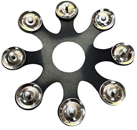 SM SunniMix Cymbales de batterie Hi Hat Tambourin Tambour Hi Hat Cloche Accessoires pour instruments de percussion Tambour en métal Tambourin Cloche de tambour, noir